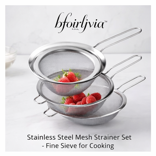 bfoirljviaโข Stainless Steel Mesh Strainer Set โ Fine Sieve for Cooking