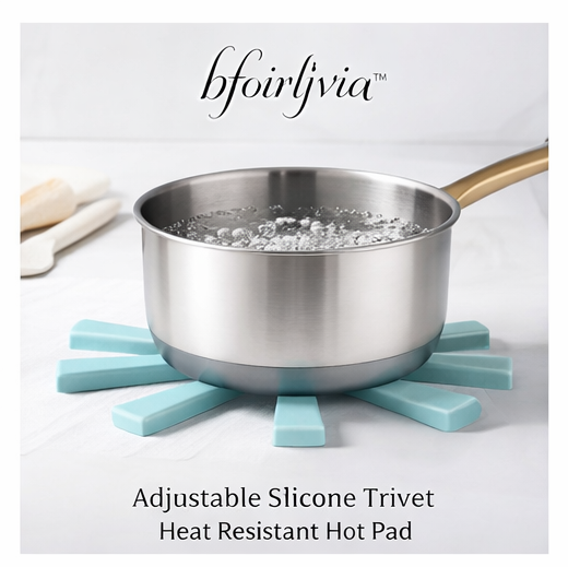 bfoirljvia™ Adjustable Silicone Trivet – Heat Resistant Hot Pad